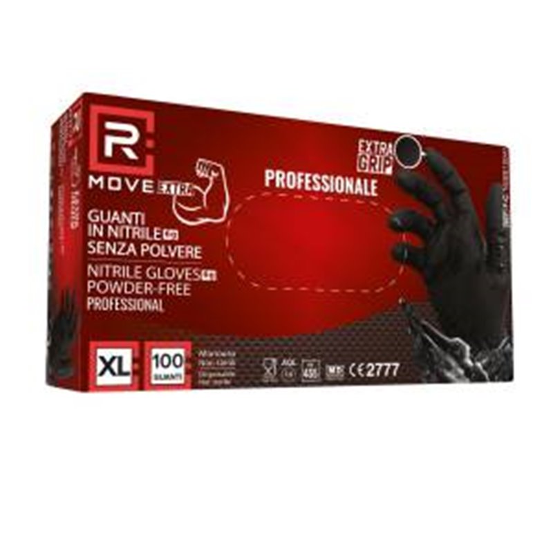 RMove 1Conf. da 100pz Tg.XL 6gr da Lavoro - Guanti Nitrile Nero Senza Polvere - RMGLBK100064 RMove 1Conf. da 100pz Tg.XL 6gr da Lavoro - Guanti Nitrile Nero Senza Polvere - RMGLBK100064