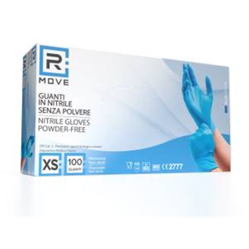 RMove 1Conf. da 100pz Tg.XS - Guanti Nitrile Blu uso Medico Senza Polvere - RMGLBL100005 RMove 1Conf. da 100pz Tg.XS - Guanti Nitrile Blu uso Medico Senza Polvere - RMGLBL100005