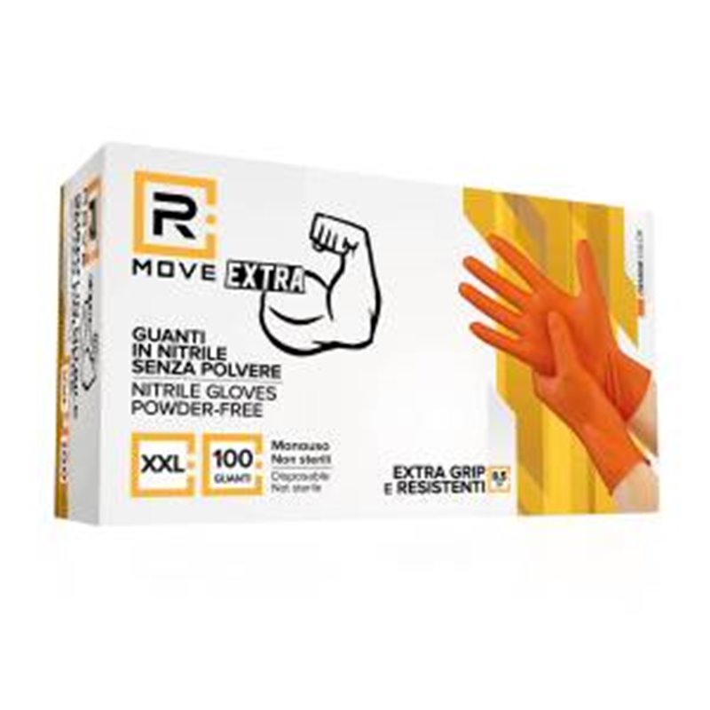 RMove 1Conf. da 100pz Tg.XXL 8.5gr da Lavoro - Guanti Nitrile Arancione Senza Polvere Full Grip - RMGLOG100084 RMove 1Conf. da 100pz Tg.XXL 8.5gr da Lavoro - Guanti Nitrile Arancione Senza Polvere Full Grip - RMGLOG100084