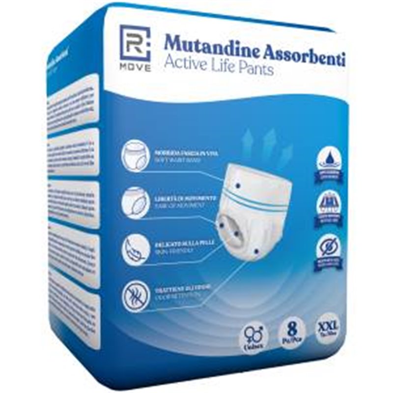 1 Conf. da 8 pz XXL Mutandine Assorbenti ActiveLife Adulto RMOVE - RMAPWH1007 1 Conf. da 8 pz XXL Mutandine Assorbenti ActiveLife Adulto RMOVE - RMAPWH1007
