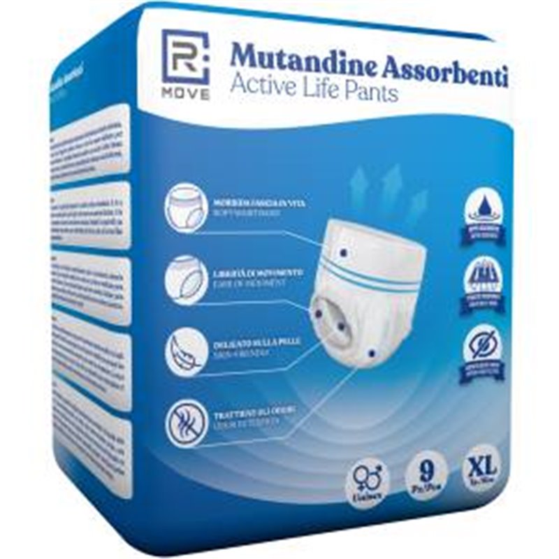 1 Conf. da 9pz Tg. XL Mutandine Assorbenti ActiveLife Adulto RMOVE - RMAPWH1005 1 Conf. da 9pz Tg. XL Mutandine Assorbenti ActiveLife Adulto RMOVE - RMAPWH1005