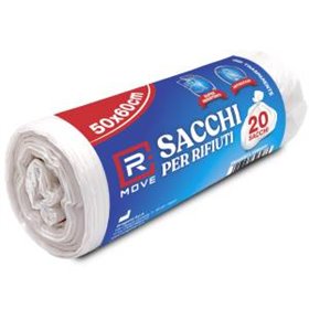 1 Rotolo da 20 Sacchi Rifiuti 50x60cm Trasparenti RMOVE - RMGBPECL15060201