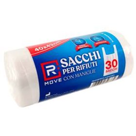 1 Rotolo da 30 Sacchi Rifiuti 40x42cm con Maniglie Trasparenti RMOVE - RMGBPECL14042301