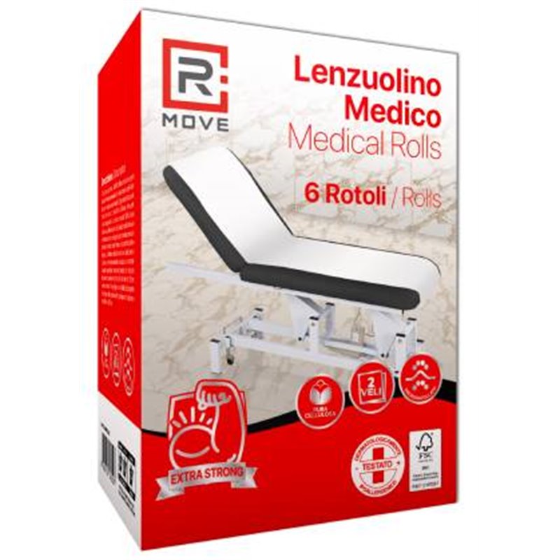 RMove 1 Conf. da 6pz 60 cm x 60 m Lenzuolino Medico 2 Veli Pura Cellulosa - RMROLWH60506