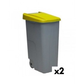 Secchio Spazzatura con Ruote Denox 85 L Giallo 58 x 41 x 76 cm
