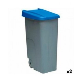 Secchio Spazzatura con Ruote Denox 110 L Azzurro 58 x 41 x 89 cm