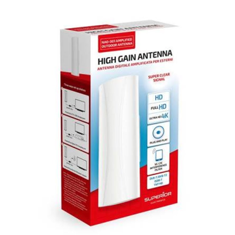 Superior Antenna TV Amplificata per Esterni DVB-2 IPX4 SUPNAO001 - SUPNAO001