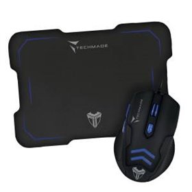 Techmade Kit Mouse USB + Tappetino Gaming Blu - TM-M016-BL