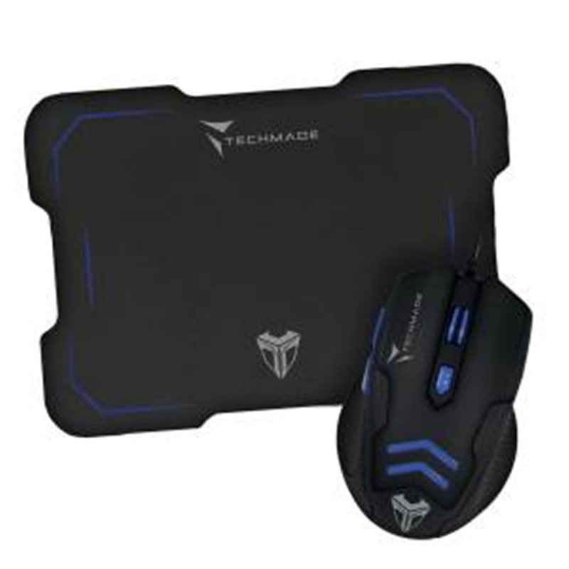 Techmade Kit Mouse USB + Tappetino Gaming Blu - TM-M016-BL Techmade Kit Mouse USB + Tappetino Gaming Blu - TM-M016-BL