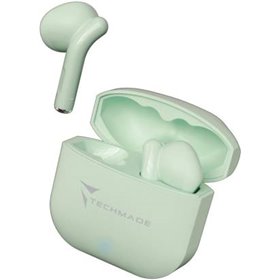 Techmade Auricolari Senza Filo Con Box di Ricarica Green - TM-XM201-GR