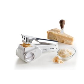 Ariete 44 Gratì Metal - Grattugia Elettrica Senza Filo - 1 kg formaggio con 1 ricarica - 2 rulli fori grandi e fini - bianco e a
