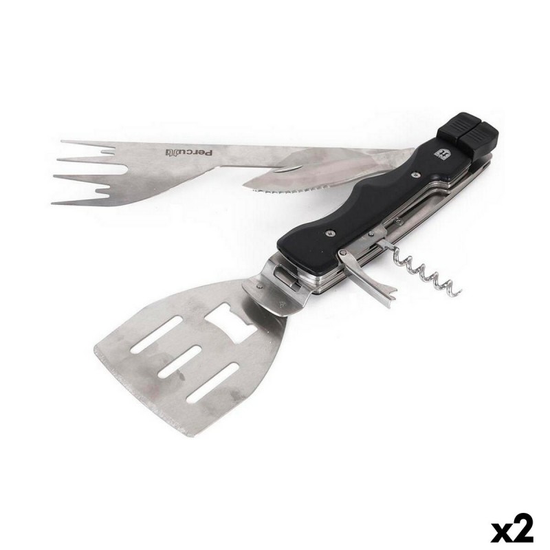 Utensili per barbecue Percutti 30 x 10 x 3,5 cm 7 in 1 Barbecue (2 Unità)