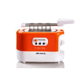 Ariete 159 Toastime - Tostapane con Pinze per 2 fette di pane - 9 Gradi di Doratura - 700 Watt - Bianco e Arancio