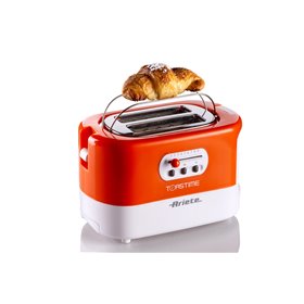 Ariete 159 Toastime - Tostapane con Pinze per 2 fette di pane - 9 Gradi di Doratura - 700 Watt - Bianco e Arancio