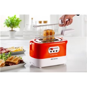 Ariete 159 Toastime - Tostapane con Pinze per 2 fette di pane - 9 Gradi di Doratura - 700 Watt - Bianco e Arancio