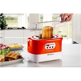 Ariete 159 Toastime - Tostapane con Pinze per 2 fette di pane - 9 Gradi di Doratura - 700 Watt - Bianco e Arancio