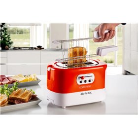 Ariete 159 Toastime - Tostapane con Pinze per 2 fette di pane - 9 Gradi di Doratura - 700 Watt - Bianco e Arancio