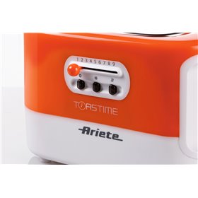 Ariete 159 Toastime - Tostapane con Pinze per 2 fette di pane - 9 Gradi di Doratura - 700 Watt - Bianco e Arancio