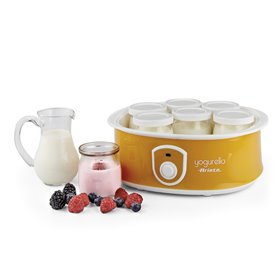 Ariete 617 Yogurella - Yogurtiera Elettrica - 7 vasetti in vetro - 1,3kg di yogurt fatto in casa - 20 Watt - Bianco e Giallo