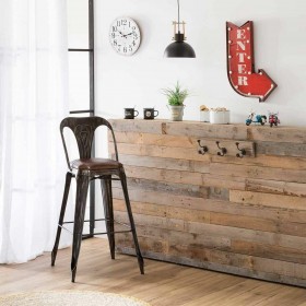Sgabello Alexandra House Living Marrone Nero Pelle Ferro 53 x 105 x 49 cm