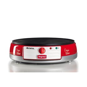 Ariete 202 Crepes Maker Party Time - Piastra per Crepes antiaderente - 2 spatole in legno - ricettario - 1000 W - Rosso