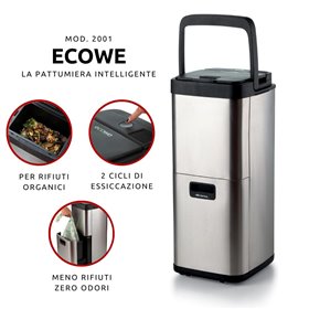 Ariete 2001 Ecowe, Pattumiera Intelligente, 60W/h, Essiccatore di rifiuti organici, Riduce il volume dei rifiuti organici, 2 ces
