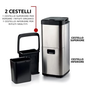 Ariete 2001 Ecowe, Pattumiera Intelligente, 60W/h, Essiccatore di rifiuti organici, Riduce il volume dei rifiuti organici, 2 ces