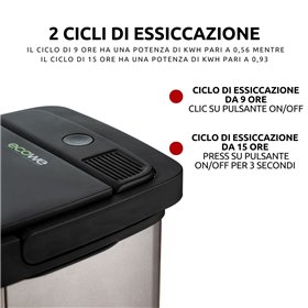 Ariete 2001 Ecowe, Pattumiera Intelligente, 60W/h, Essiccatore di rifiuti organici, Riduce il volume dei rifiuti organici, 2 ces