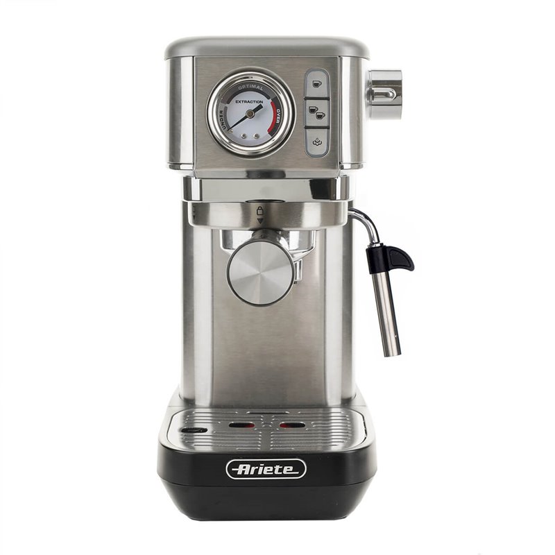 Ariete 1381 Macchina da caffè con manometro, compatibile con caffè in polvere e cialde ESE, 1300 W, Capacità 1,1 L, 15 bar di pr