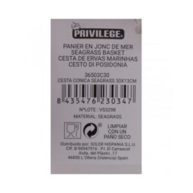 Cestino Multiuso Privilege Privilege Marrone vimini 30 x 30 x 13 cm (8 Unità)