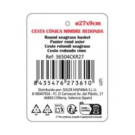 Cestino Multiuso Privilege Korne Marrone vimini Rotonda 27 x 27 x 9 cm (12 Unità)