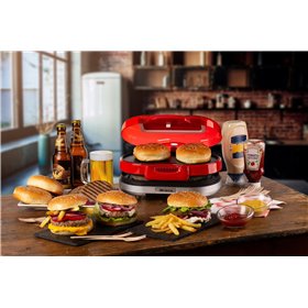 Ariete 205 Hamburger Maker Party Time, Macchina per fare hamburger, 1200 W, Doppie piastre antiaderenti, 2 scomparti, Facile da 