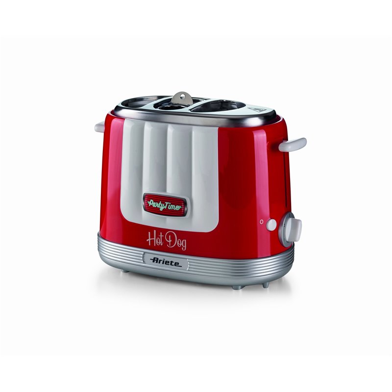 Ariete 206 Hot Dog Maker Party Time, Macchina per Hot Dog con 4 Spazi di Cottura, 5 Livelli di Cottura, Macchina Hot Dog Espulsi