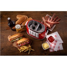Ariete 206 Hot Dog Maker Party Time, Macchina per Hot Dog con 4 Spazi di Cottura, 5 Livelli di Cottura, Macchina Hot Dog Espulsi