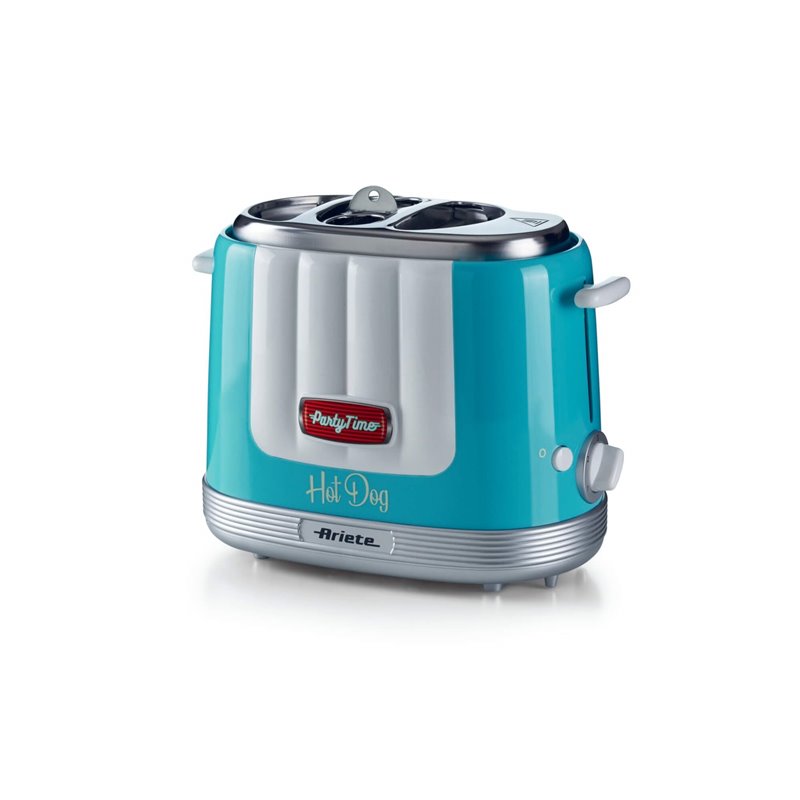 Ariete 206 Hot Dog Maker Party Time, Macchina per fare hot dog, 650 W, 5 livelli di cottura, 4 spazi di cottura, Espulsione auto