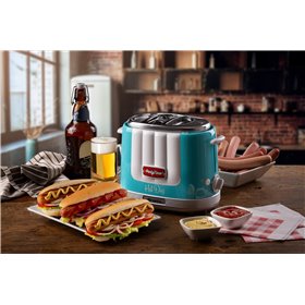 Ariete 206 Hot Dog Maker Party Time, Macchina per fare hot dog, 650 W, 5 livelli di cottura, 4 spazi di cottura, Espulsione auto