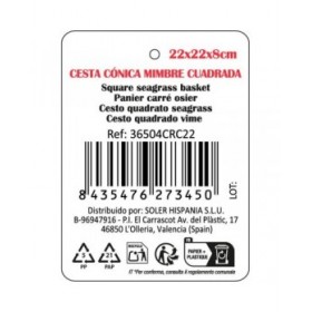 Cestino Multiuso Privilege   vimini Quadrato 22 x 22 x 8 cm (12 Unità)