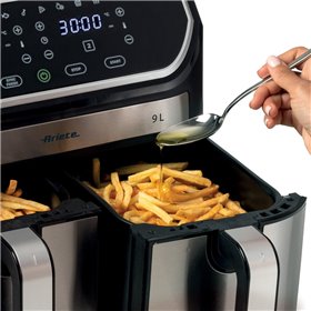 Ariete 4625 Friggitrice ad aria 9L, 2100W, Capacità 9L, Doppio cestello, Capacità di cottura 3,6kg, 11 programmi preimpostati, F