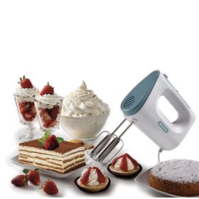 Ariete 1545 Sbattitore Breakfast, 450W, 5 velocità, Funzione turbo, 2 fruste, White &amp Aegean teal