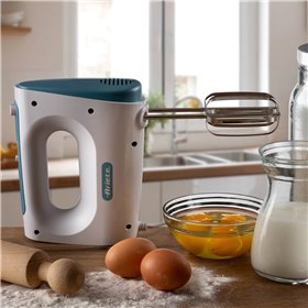 Ariete 1545 Sbattitore Breakfast, 450W, 5 velocità, Funzione turbo, 2 fruste, White &amp Aegean teal
