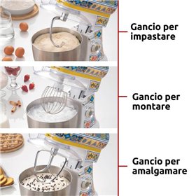 Ariete 1588 Impastatrice Positano, Planetaria, 7 velocità, 2400 Watt, 5,5 litri, Tazza Acciaio Inox