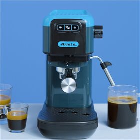 Ariete 1399 Macchina da caffè espresso Sky Blue, Per polvere e cialde ESE, 1300 W, Capacità 1,1L, 15 bar di pressione, Filtro 1,