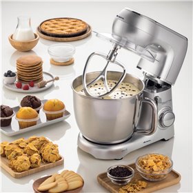 Ariete 1583 Gourmet Essence, Impastatrice Planetaria, Impasta, Monta e Amalgama, 1300W, Capacità 5,2L, 2 fruste e 1 gancio, 10 v