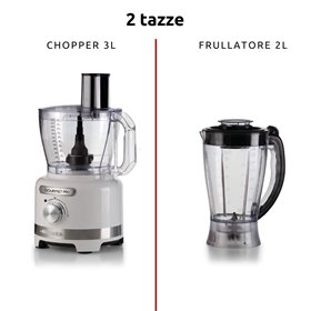 Ariete 1782 Gourmet Pro Moderna, Robot da cucina, Tritatutto 3L, Frullatore 2L, 2 velocità + Pulse, Set di lame + Disco in accia