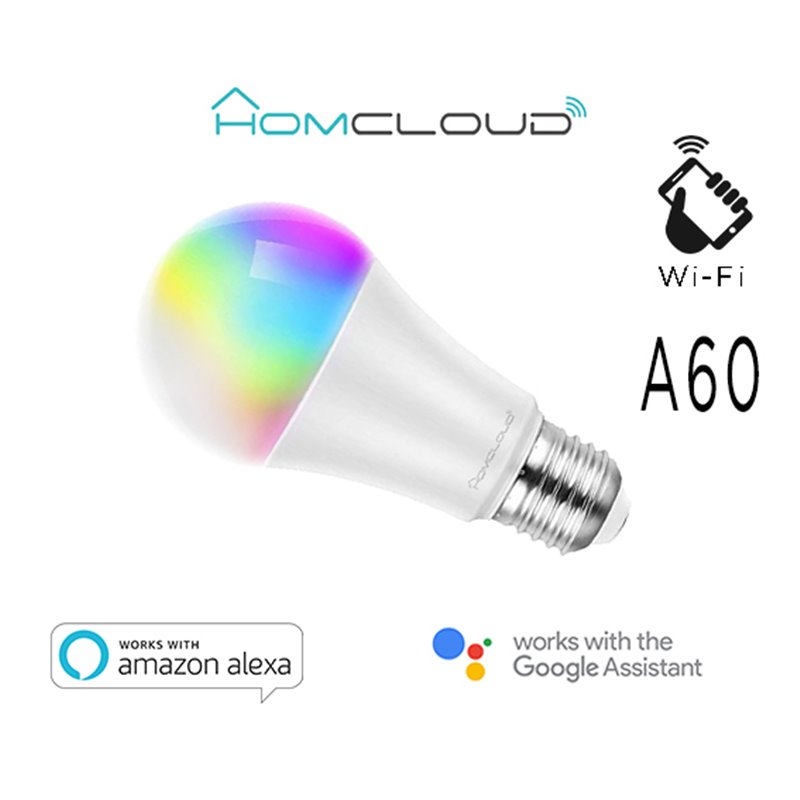 Lampadina Wi-Fi + Bluetooth RGB+Bianco caldo E27 A60 dimm