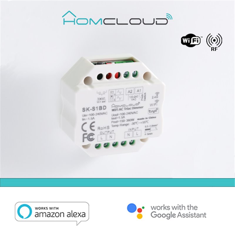 Modulo Smart Dimmer 220V AC Triac 1CHx1.5A Wi-Fi+RF 2.4G Modulo Smart Dimmer 220V AC Triac 1CHx1.5A Wi-Fi+RF 2.4G