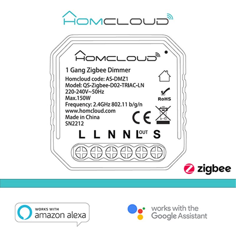 Modulo Dimmer 1CH Zigbee da incasso Modulo Dimmer 1CH Zigbee da incasso