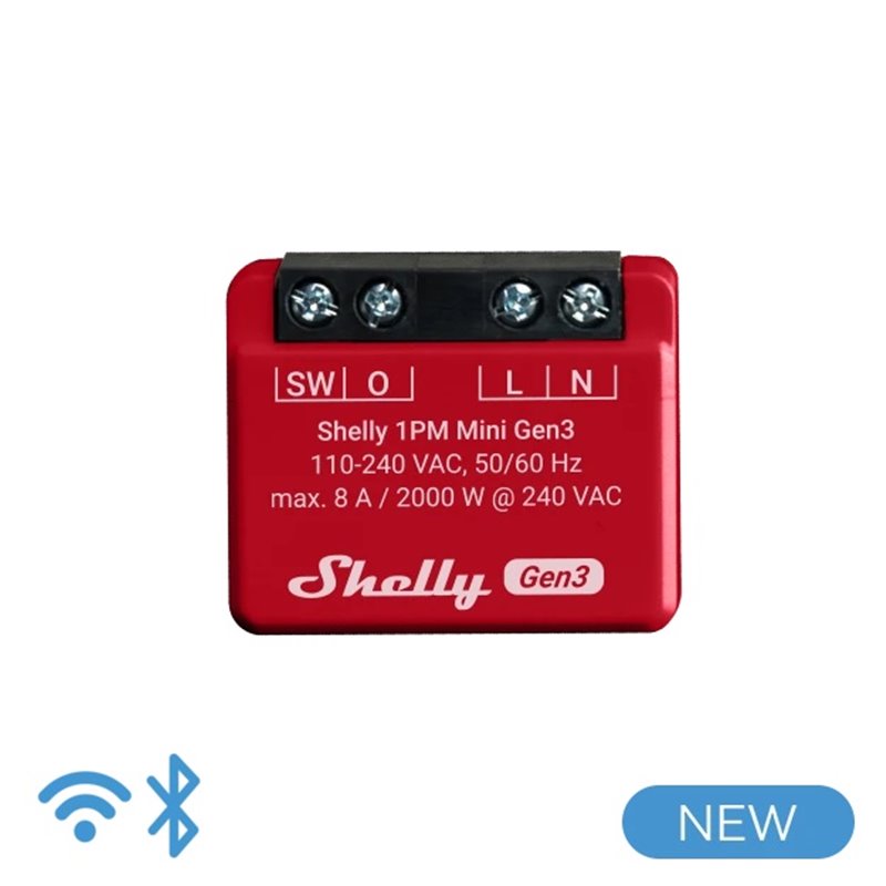 Shelly Mini 1PM Gen3  - Smart Relay 8A AC WiFi/BT/Matter + PM