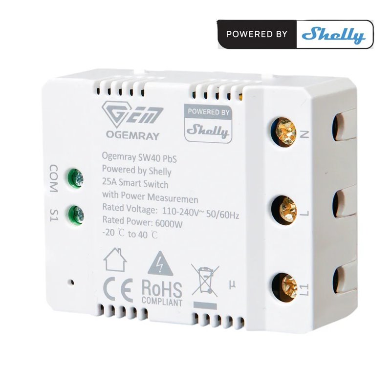 Shelly Ogemray Smart Relay 25A - RelÃ¨ intelligente Ogemray 25A + PM