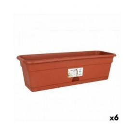 Vaso da Balcone con Piatto Dem Greentime Rettangolare Marrone 40 x 20 x 17,3 cm (6 Unità)